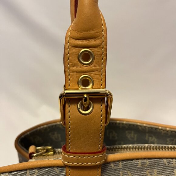 Dooney & Bourke Signature Buckle Satchel – Grey/White with Natural Trim - Picture 6 of 16